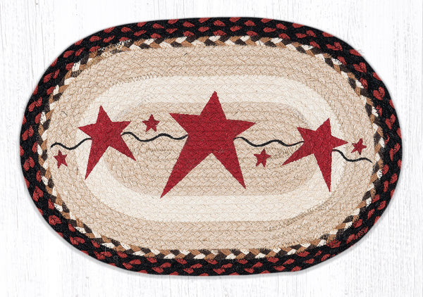PM-OP-19 Primitive Star Burgundy Oval Placemat 13"x19"