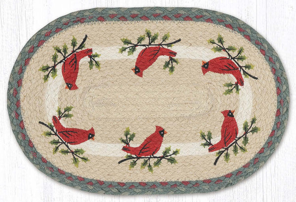 PM-OP-25 Holly Cardinal Oval Placemat 13"x19"