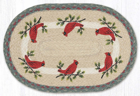 PM-OP-25 Holly Cardinal Oval Placemat 13"x19"