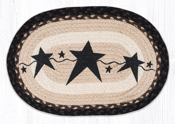 PM-OP-313 Primitive Star Black Oval Placemat 13"x19"