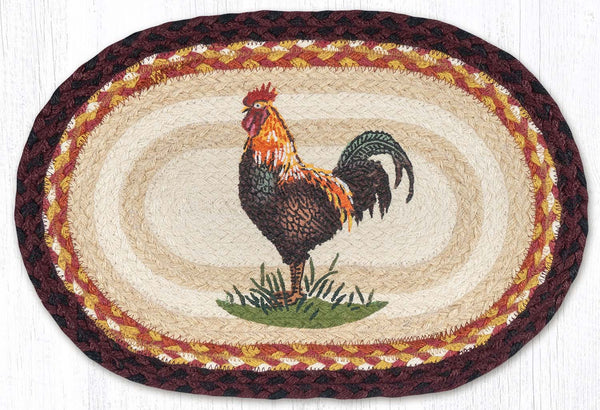 PM-OP-471 Rustic Rooster Oval Placemat 13"x19"