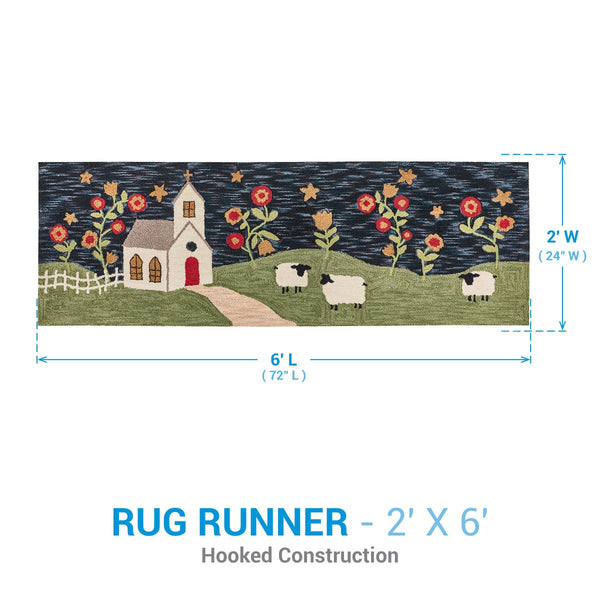 Chapel On The Hill Hooked Rug Runner 2' x 6'