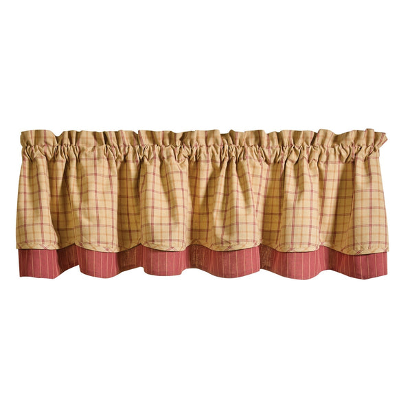 Persimmon Lined Layered Window Valance 72" x 16" | Primitive Country Valance