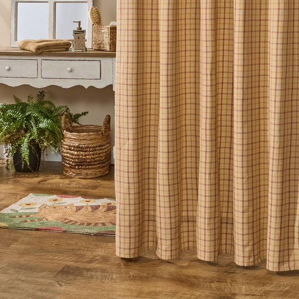 Persimmon plaid primitive country shower curtain 72 x 72 inches