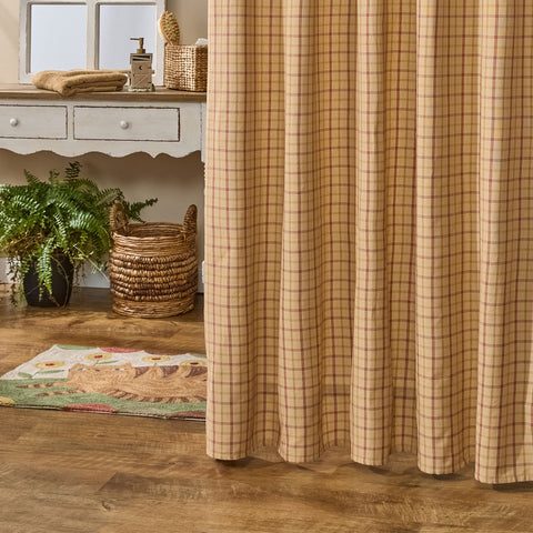 Persimmon plaid primitive country shower curtain 72 x 72 inches