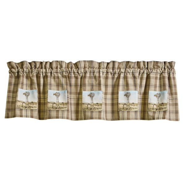 Plains Plaid Lined Windmill Patch Valance 14" L