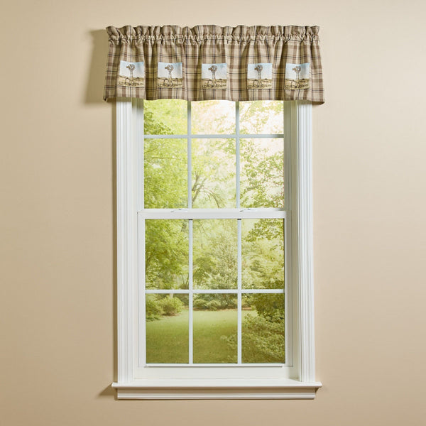 Plains Plaid Lined Windmill Patch Valance 14" L