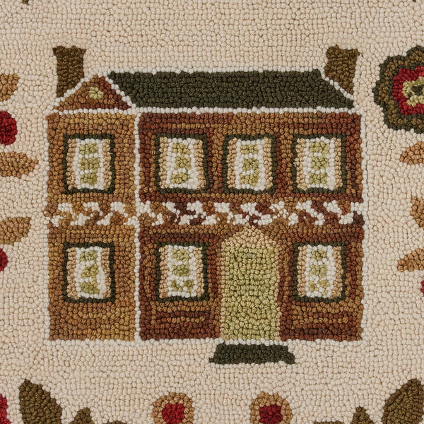 Cotswold Hooked Rug 2x3 – Primitive Floral & House Design
