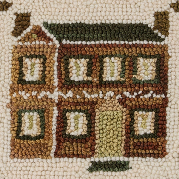 Cotswold Hooked Chair Pad | Primitive House & Floral Round Seat Pad