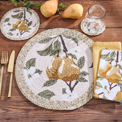 GOLDEN PEAR PRINTED BRAIDED PM 15" DIA - SET OF 4