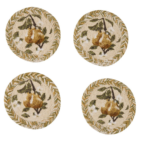 GOLDEN PEAR PRINT BRAIDED COASTERS SET/4