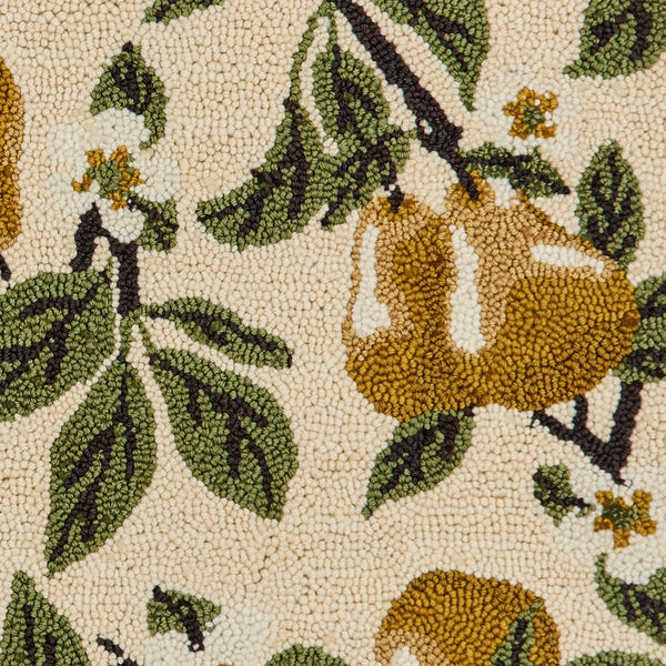 Golden Pear Hooked Rug 24" x 36" – Primitive Fruit Accent Rug