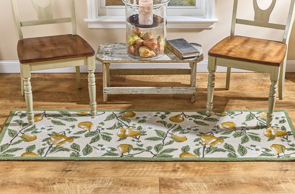 Golden Pear Hooked Runner 24" x 72" – Primitive Fruit Kitchen Rug