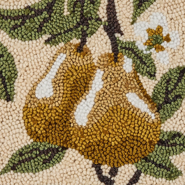 Golden Pear Hooked Chair Pad | Primitive Fruit Round Seat Pad