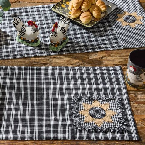 STAFFORD SUNFLOWER PLACEMAT - BLACK/CREAM (set of 4)