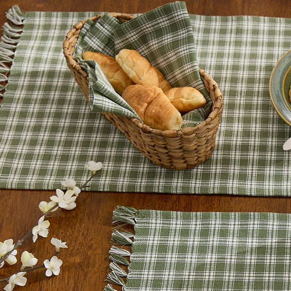 Stafford ivy green plaid dishtowel set of 2 primitive farmhouse kitchen towel
