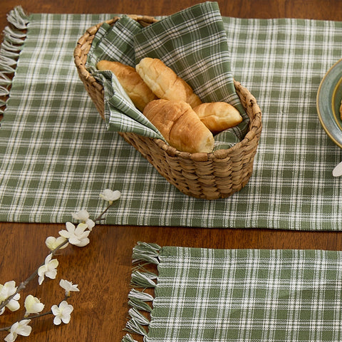 Stafford ivy green plaid dishtowel set of 2 primitive farmhouse kitchen towel