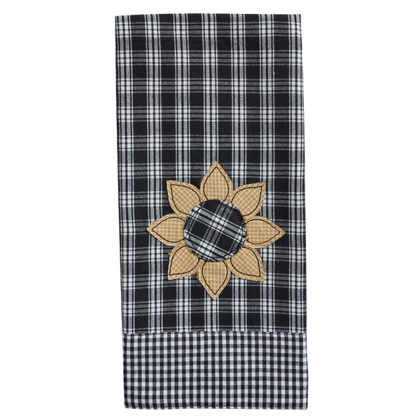 STAFFORD SUNFLOWER DECORATIVE DISHTOWEL - BLACK/CREAM (set of 2)