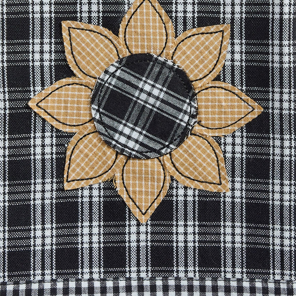 STAFFORD SUNFLOWER DECORATIVE DISHTOWEL - BLACK/CREAM (set of 2)