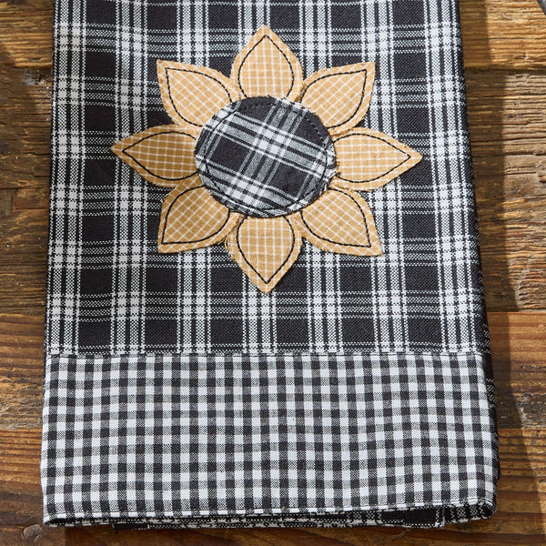 STAFFORD SUNFLOWER DECORATIVE DISHTOWEL - BLACK/CREAM (set of 2)