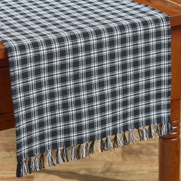 stafford black and cream plaid table runner 36 inch primitive farmhouse decor