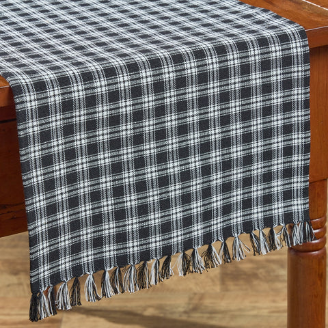 stafford black and cream plaid table runner 36 inch primitive farmhouse decor