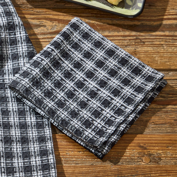STAFFORD DISHCLOTH - BLACK/CREAM (set of 4)