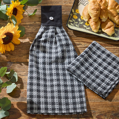 STAFFORD HAND TOWEL - BLACK/CREAM (set of 2)