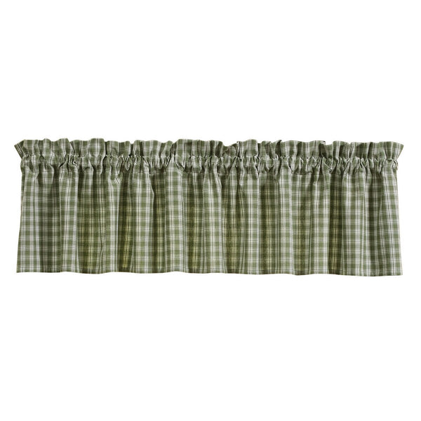 Stafford Ivy Valance 72x14 | Primitive Green Plaid Window Valance