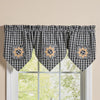 STAFFORD SUNFLOWER LINED TRIPLE POINT VALANCE 60" X 20" - BLACK/CREAM