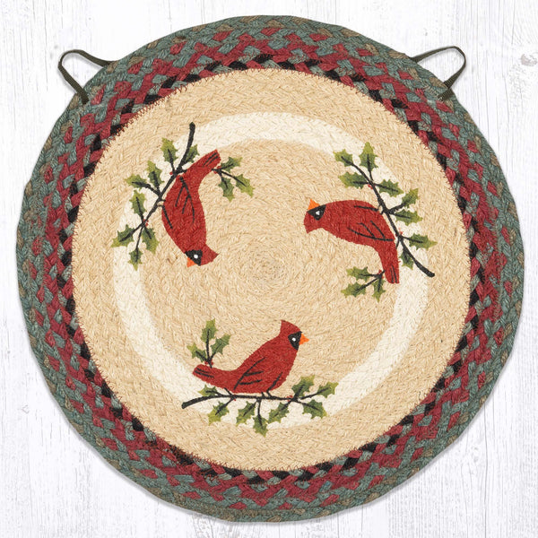 CH-025 Holly Cardinal Round Chair Pad 15.5"x15.5"