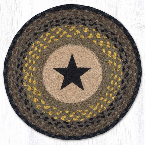 CH-99 Black Star Round Chair Pad 15.5"x15.5"