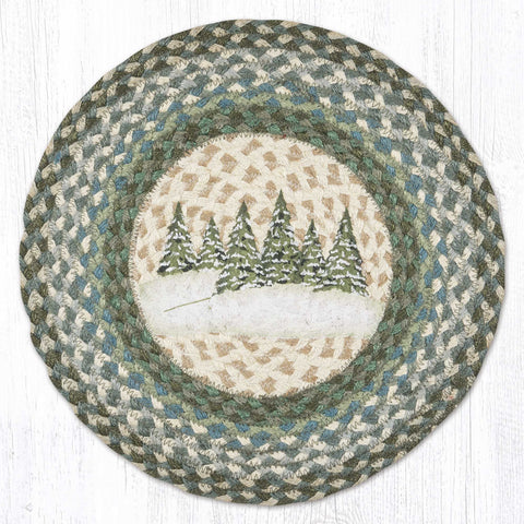 CH-419 Holiday Village Trees Round Chair Pad 15.5"x15.5"