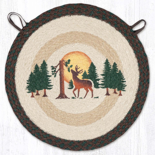 CH-922 Full Moon & Deer Round Chair Pad 15.5"x15.5"