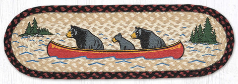 ST-OP-396 Bears in Canoe Oval Stair Tread 27"x8.25"