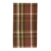 Sussex plaid cloth napkin featuring barn red, brown, cream, tan, and subtle sage accents in a classic primitive country plaid pattern.