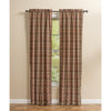 Sussex lined plaid curtain panels by Park Designs featuring barn red, brown, tan, cream, and subtle sage green tones in a primitive country plaid pattern.
