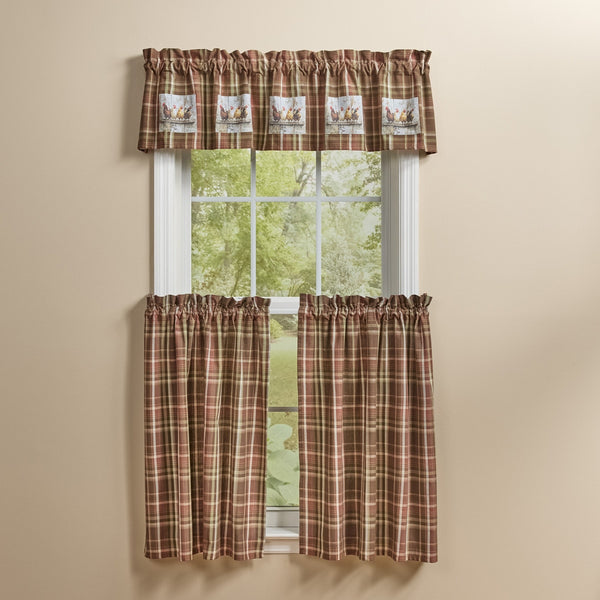 Sussex Rooster Plaid Lined Patch Valance 60" x 14"