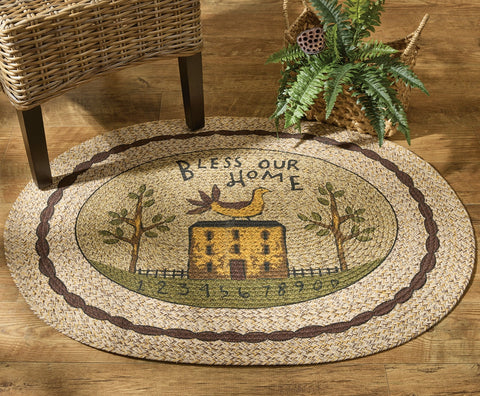 Bless Our Home Printed/Braided Rug 32" X 42"
