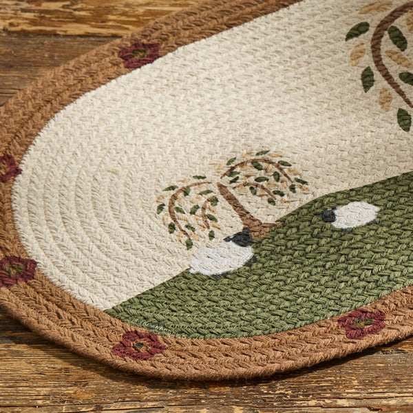 Willow and Sheep Printed Braided Table Runner