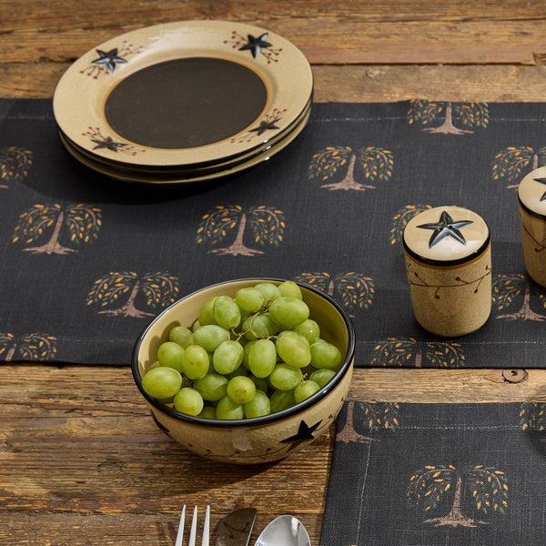 Willow Trees Print Table Runner 54" | Primitive Farmhouse Table Decor