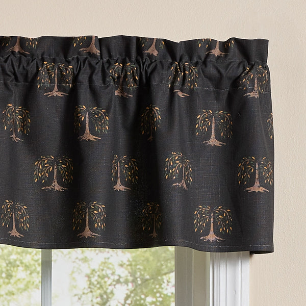 Willow Trees Print Valance 60x14 | Primitive Country Window Treatment