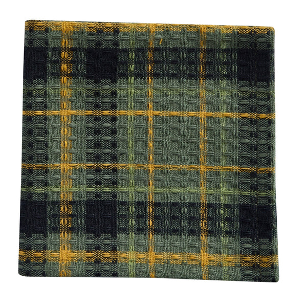 Complete your farmhouse kitchen with the Willow Lane Plaid Dishcloth Set of 4. Absorbent cotton in rustic green, gold, and black plaid for style and function.
