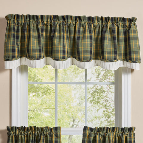 Willow Lane Plaid Lined Layered Valance 72" X 16"