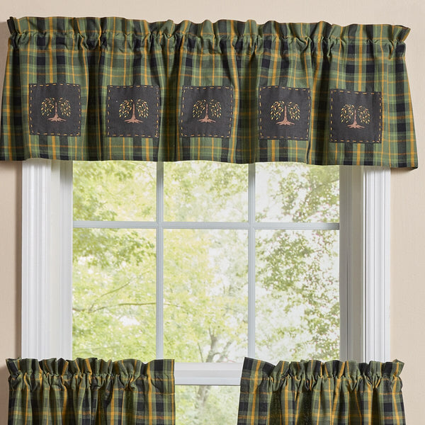 Willow Lane Plaid Lined Patch Valance 60" x 14" – Farmhouse Window Valance