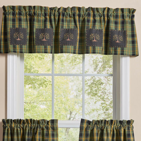 Willow Lane Plaid Lined Patch Valance 60" x 14" – Farmhouse Window Valance