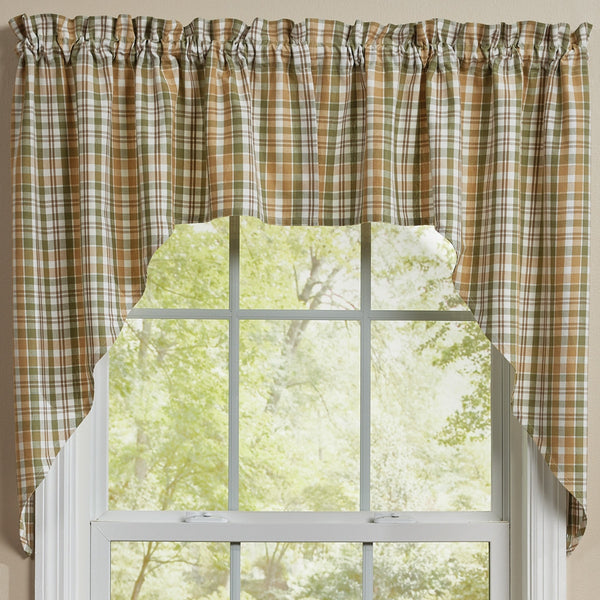 Farmstead Plaid Swags 36"L – Window Swag Curtains (72"W Total)
