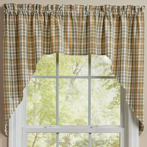 Farmstead Plaid Swags 36"L – Window Swag Curtains (72"W Total)