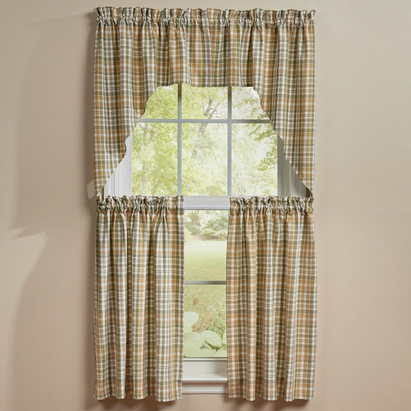 Farmstead Plaid Swags 36"L – Window Swag Curtains (72"W Total)