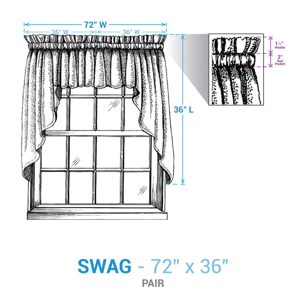 Farmstead Plaid Swags 36"L – Window Swag Curtains (72"W Total)